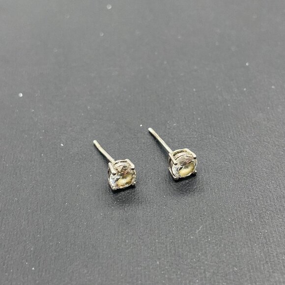 FAS 925 Sterling Silver Glass Round Stud Earrings Hoop Closure - Picture 5 of 9